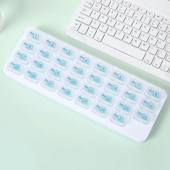 Pill Organizer, Monthly 31-Day Removable Pills Case, Arthritis-Friendly Easy-Open Lid Box, Travel Storage Container for Vitamin, Medication & Daily Health Care
