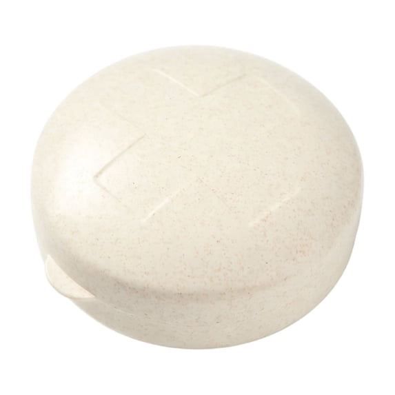 Pill Organizer Round 5 Compartment Beige Compact Travel Case for Daily Vitamins and