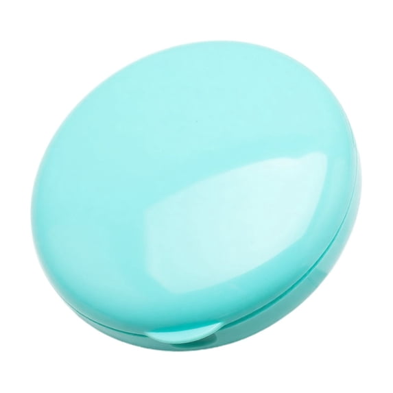 Pill Organizer Round Plastic 7 Compartment Turquoise for Purse Daily Travel Use