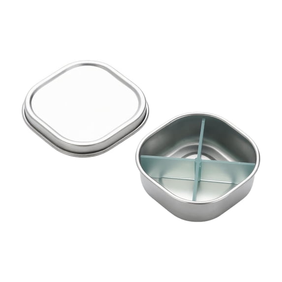 Pill Organizer, Stainless Steel Airtight Moisture-proof, 4 Compartments Portable Mini Size for Daily Travel Outdoor, 1 Pack Pocket Sized Pill Storage Container for Vitamins Medications Supplements