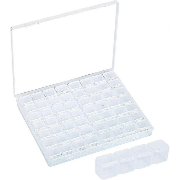 Diamond Pearl Storage Box Pearl Storage Box Transparent Plastic Jewelry Container With 56 Grids Removable Organizer For Earrings Makeup