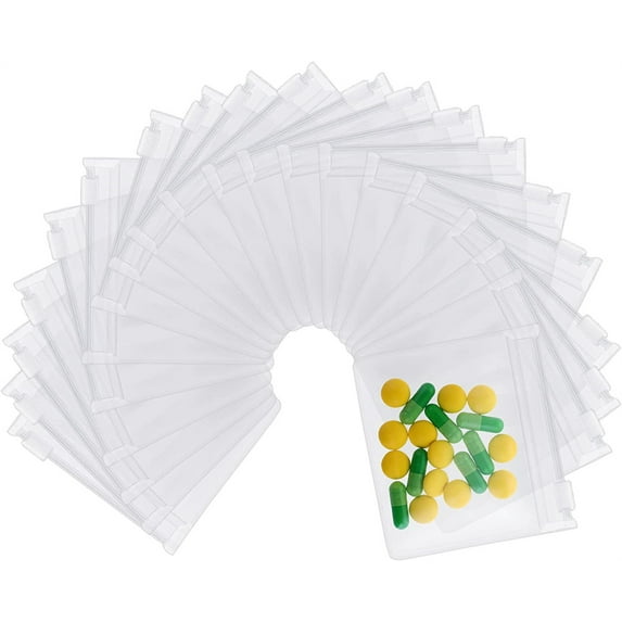 Pill Pouch Bags (10 Pack),Happon Clear Resealable Travel Pill Bags Daily Travel Medicine Organizer,Portable Plastic Pouch Small Bags to Hold Vitamin, Medication, Pills, 3" x 2.75"