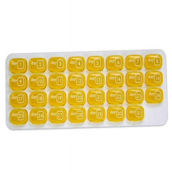 Pill Thing Monthly Translucent 31-Day Pill Organizer with Removable Pods, Yellow