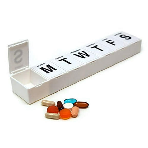 Pill Thing Jumbo Weekly 11" Pill Organizer with XL Compartments, Holds 7 Days of Medications