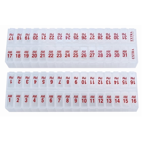 Pill Thing Twice-a-Day Monthly Large Pill Organizer Set - AM/PM Supplement and Medication Organizer