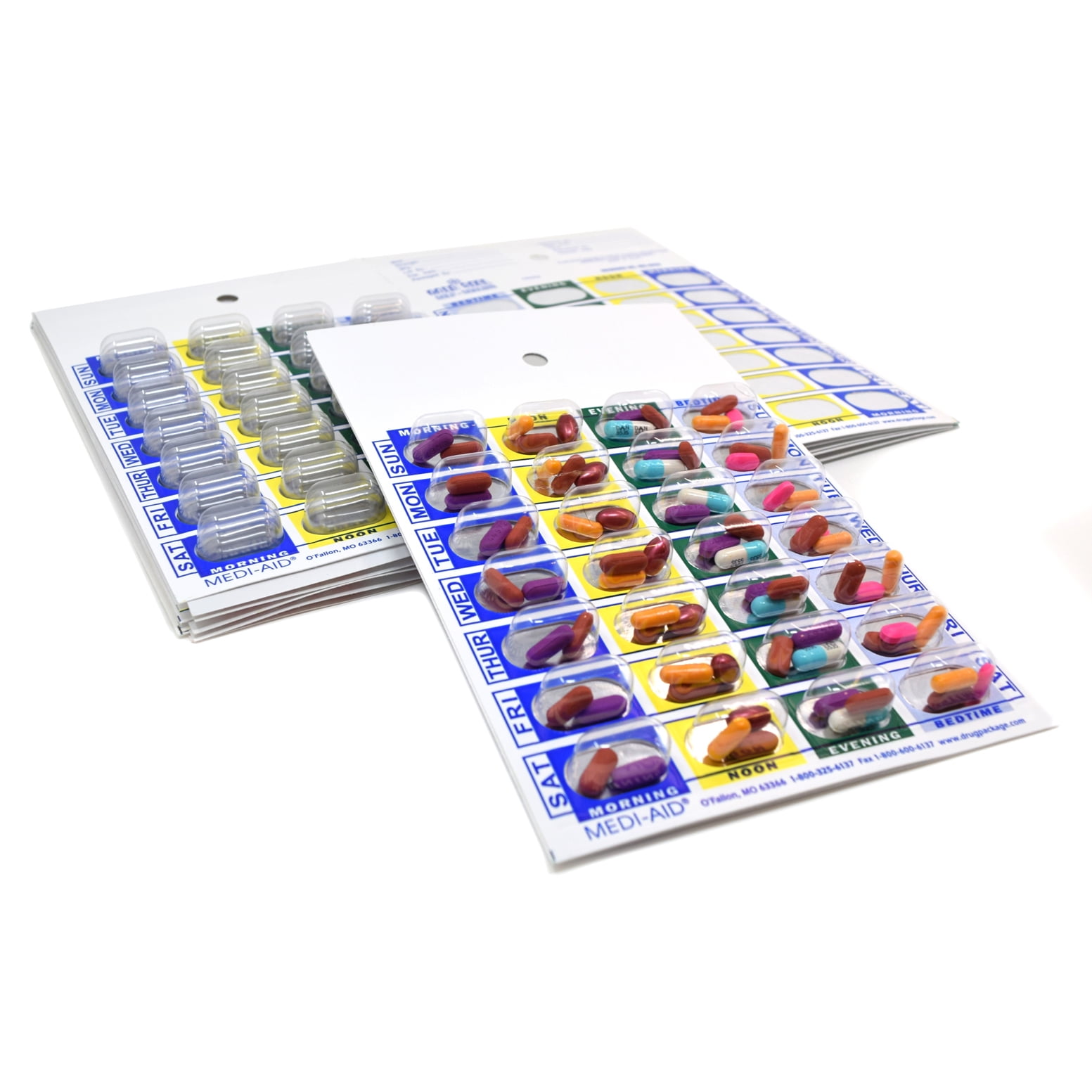 PillThing 4 Time a Day Weekly (7 Day) Cold Seal Pill Blister Pharmacy Foil Pack System Cards