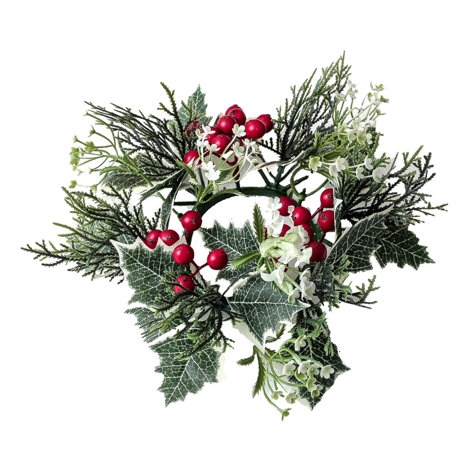 Pillar Candle Rings Wreath, Christmas Candle Rings Garland, Decorative