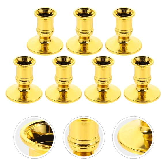 ETEREAUTY 20Pcs Golden Plastic Candle Base for Indoor Pillar Candle Stands with Decorative Smooth Surface
