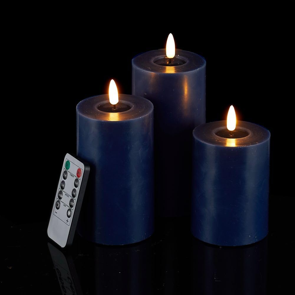 Pillar Candles Battery Operated 3 Set of 3 Flickering Flameless