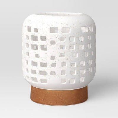 Pillar Ceramic Lantern Candle Holder White