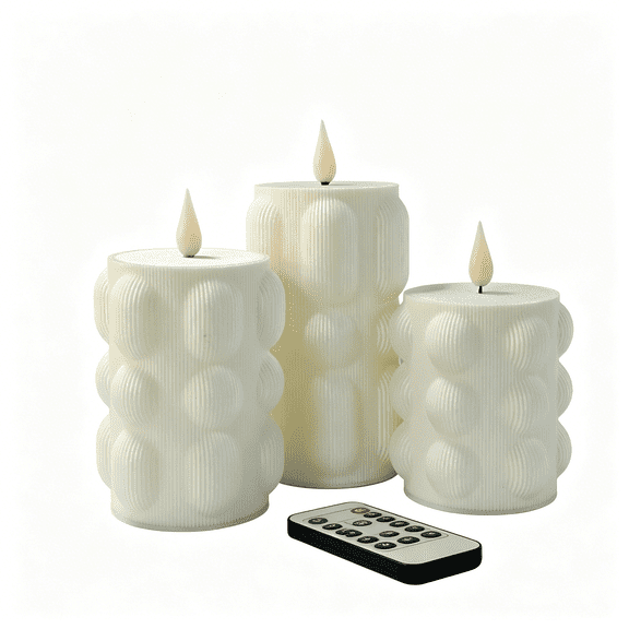 Pillar Flameless Candles with Remote Control–Battery Operated LED Candles Lamp for Wedding Holiday Table Home Decorations,Sets of 3