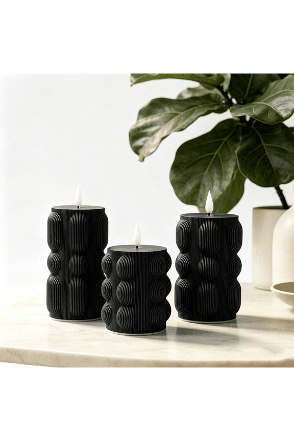 Pillar Flameless Candles with Remote Control–Battery Operated LED Candles Lamp for Wedding Holiday Table Home Decorations,Sets of 3