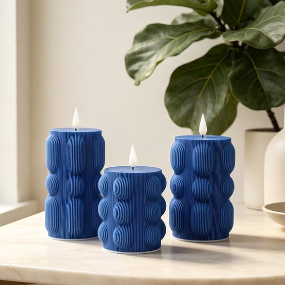 Pillar Flameless Candles with Remote Control–Battery Operated LED Candles Lamp for Wedding Holiday Table Home Decorations,Sets of 3