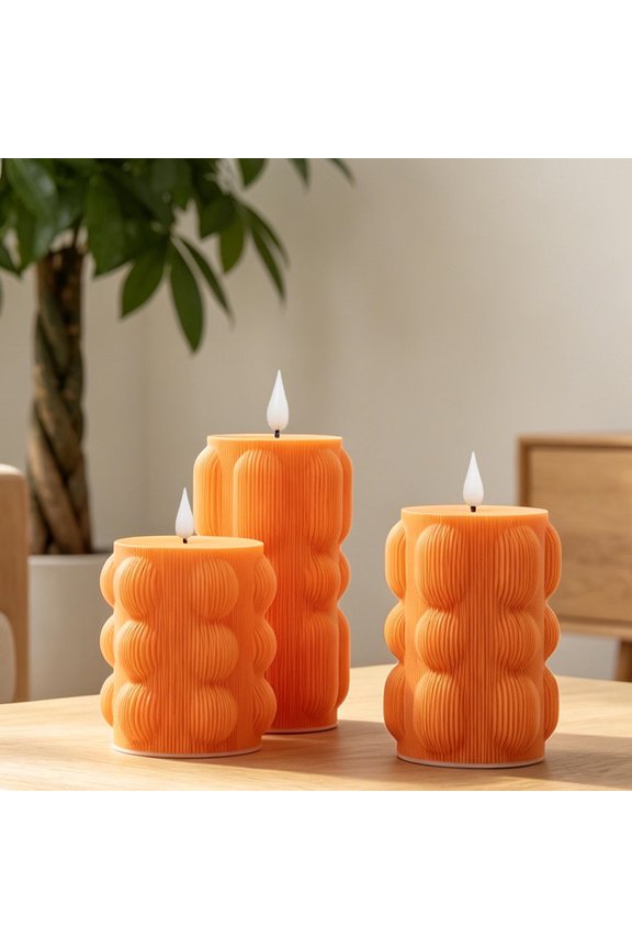Pillar Flameless Candles with Remote Control–Battery Operated LED Candles Lamp for Wedding Holiday Table Home Decorations,Sets of 3