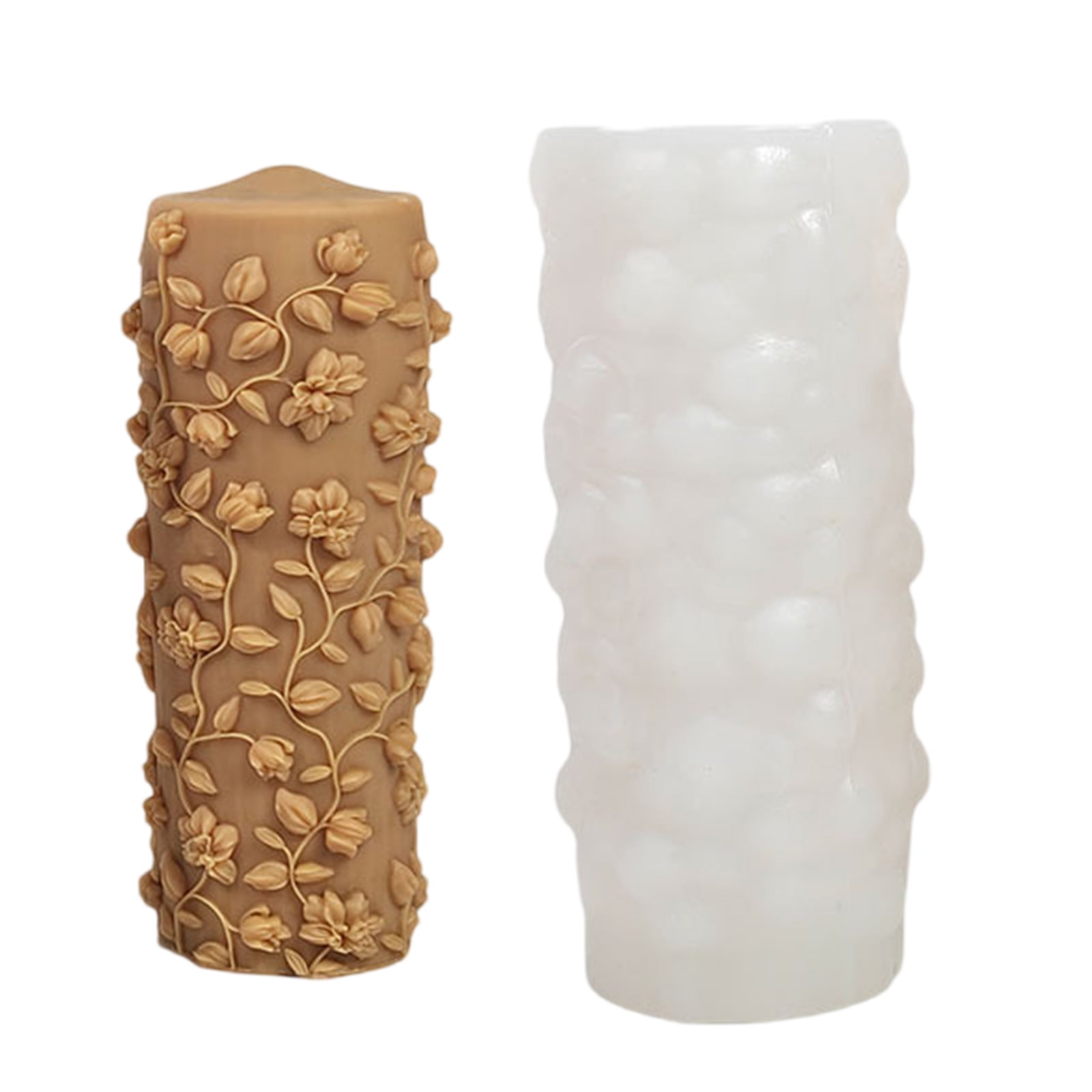 Pillar Molds for Epoxy Resin Embossed Flower Leaf Cylinder Silicone ...