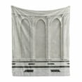 thumbnail image 1 of Pillar Soft Flannel Fleece Blanket, Antique Theme Classical Interior with Ionic Column Marble Floor Digital Image, Cozy Plush for Indoor and Outdoor Use, 70" x 90", Black and White, by Ambesonne, 1 of 6