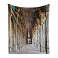 thumbnail image 1 of Pillar Soft Flannel Fleece Throw Blanket, Theme Inside of Old Meenakshi Building in South Asia Digital Image Print, Cozy Plush for Indoor and Outdoor Use, 50" x 60", Pale Grey, by Ambesonne, 1 of 5