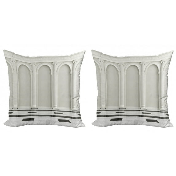 Ambesonne Antique Throw Pillow Cover 2 Pack, Classic Interior Column, 24", Black and White