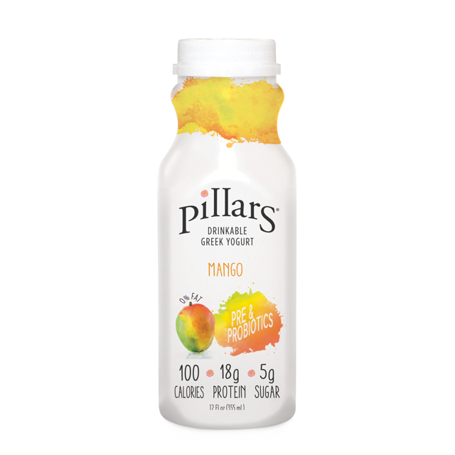Pillars NonFat Greek Yogurt Protein Drink with Probiotics, Mango, 12oz
