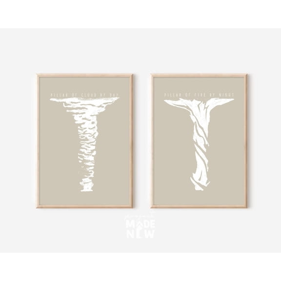 Pillars of Cloud and Fire Bible Sketches Christian Modern Wall Illustration Moses Print Set 2 Stretched Canvas 12x18