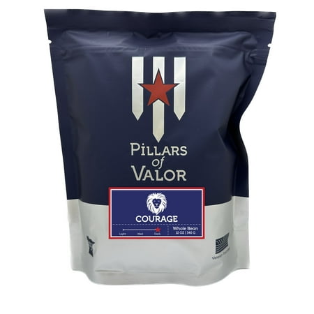 Pillars of Valor - Arabica Coffee Beans - Dark Roast, Courage - Whole Bean Coffee - Veteran Owned, 7% Giveback