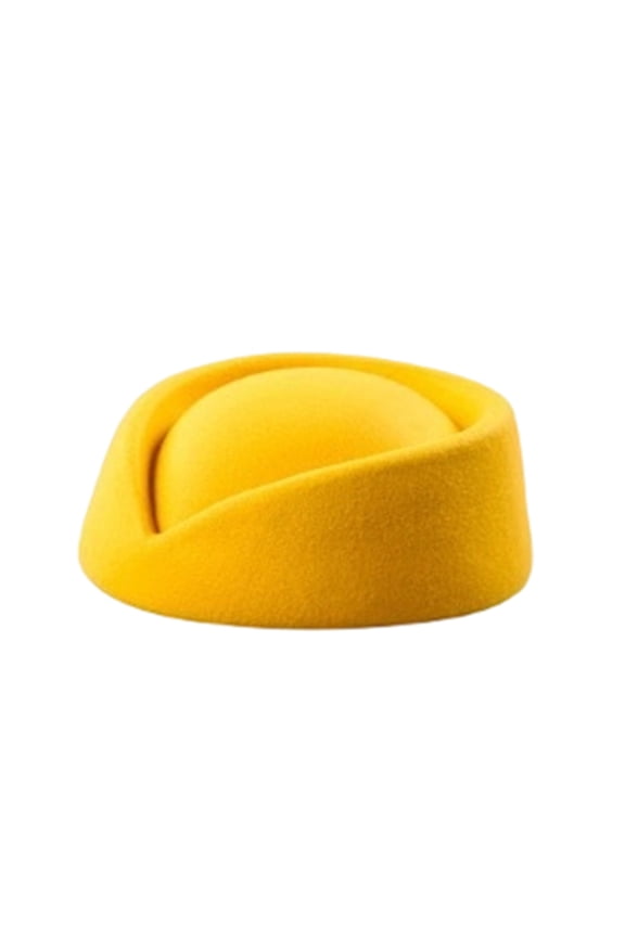 Pillbox Hats for Women Wool Stewardess Fascinator Base Cocktail Teardrop Design Millinery Elegant Headwear 2026 Yellow ONE SIZE