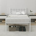 thumbnail image 1 of Pillfn Twin Size Metal Platform Bed Frame with Headboard Footboard Strong Steel Slat Support, White, 1 of 6