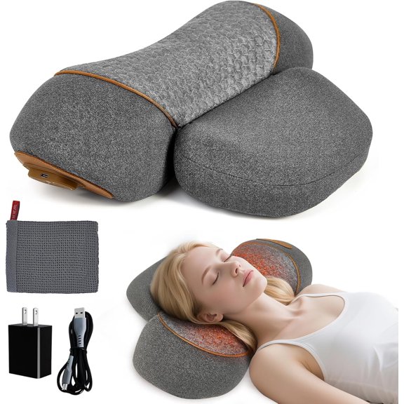 Pillow - 3-in-1 Pillow with , Travel Massage Pillow for , Deep Tissue with Heat and Stretching, Hump Corrector for Women