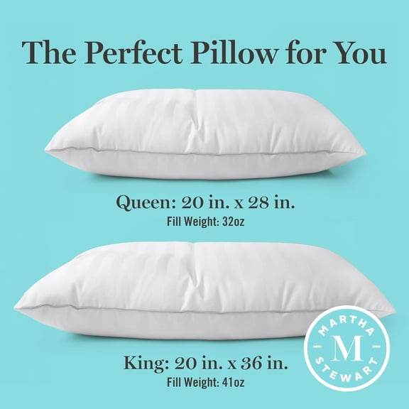 Pillow 500 Thread Count Damask Stripe Embroidered Feathers Soft Hypoallergenic Size Set of 2