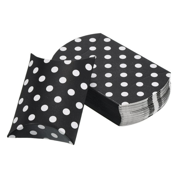Uxcell Pillow Boxes, 100Pcs Wedding Gift Boxes 2.56 x 2.56 inch for Wedding Black, White