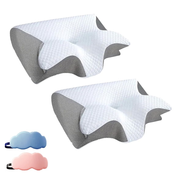 Pillow, Breathable 100% Memory Foam Pillows, 2026 New Pillow 2 in 1 Premium Ergonomic Contour, Not Stuffy, Slow-Rebound Memory Foam Neck Support for Side & Back Sleepers (Grey, 2 Set)