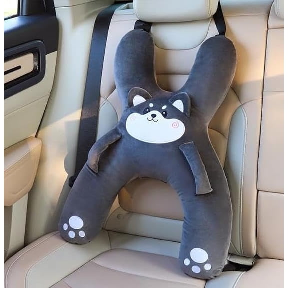 Pillow Buddy, Pillow Kids Travel Neck Support with Seat Belt Slot, Animal Head Pillow for Car Plane Train Travel Sleeping Accessories