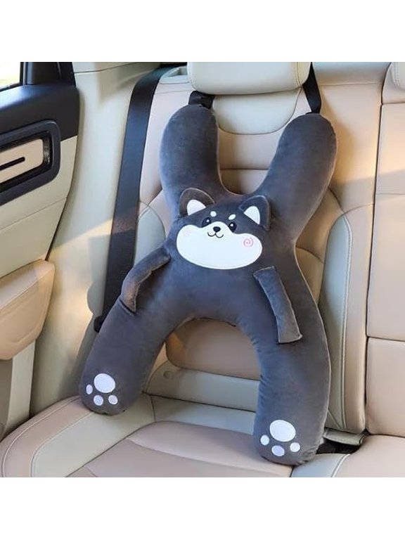 Pillow Buddy, Pillow Kids Travel Neck Support with Seat Belt Slot, Animal Head Pillow for Car Plane Train Travel Sleeping Accessories