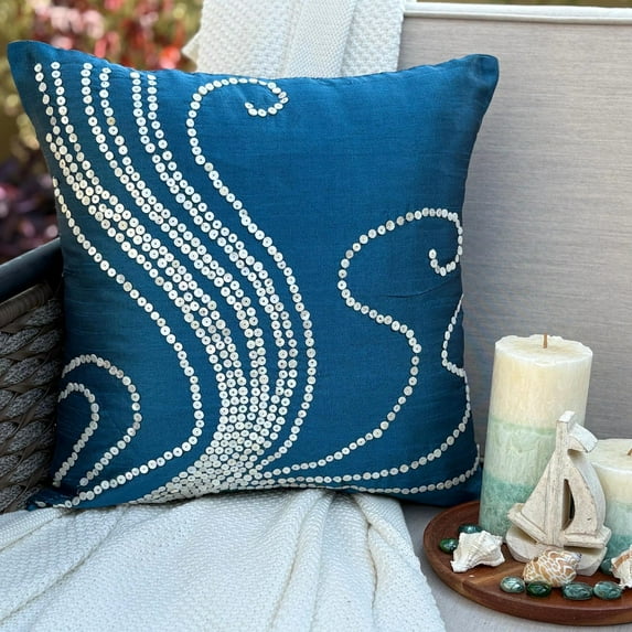 Pillow Case Covers, Blue Shams, Mother Of Pearls Pillow Shams, 24x24 inch (60x60 cm) Pillow Sham, Square Silk Pillow Sham, Contemporary Pillow Shams, Abstract Pattern - Undersea Magic
