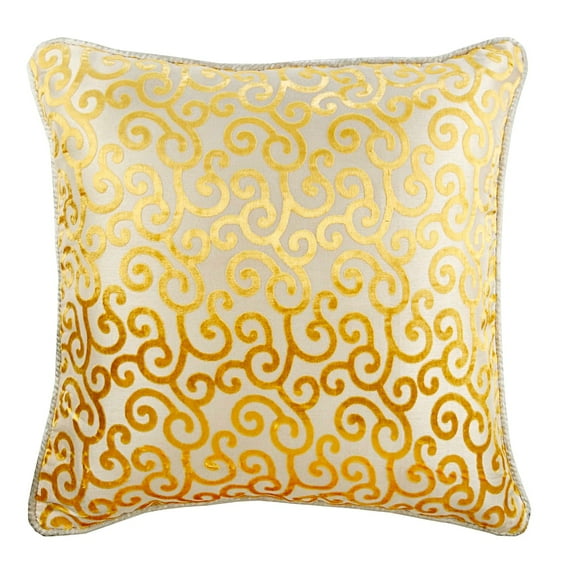 Pillow Case Covers With Zipper, Mimosa Yellow Pillow Covers 16x16 inch (40x40 cm), Burnout Velvet Throw Pillow Covers, Abstract, Scrolls, - Yellow Scroll All The Way