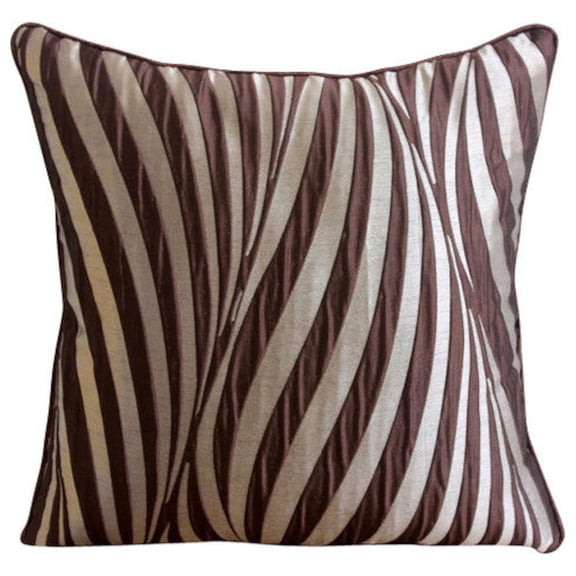 Pillow Case Custom, Brown Shams, Sea Waves Pillow Shams, 24x24 inch (60x60 cm) Pillow Shams, Square Jacquard Shams, Pillow Shams, Modern Style, Abstract Pattern - Brown Waves