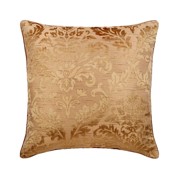 Pillow Case Custom, Decorative Peachy Beige 12"x12" (30x30 cm) Pillow Covers, Burntout Velvet Fabric Throw Pillow Covers, Damask Pattern Victorian Style - Peachy Beige