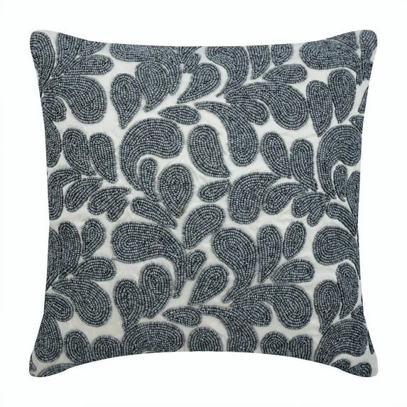Pillow Case Custom, Decorative Pillowcase, Decorative Pillow Cover 24x24 inch (60x60 cm) Silver, Cotton Throw Pillow Cover, Handmade Pillow Cover, Contemporary - Grey Scattered Floral