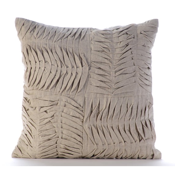 Pillow Case Custom, Ecru Shams, Ruched Pintucks Solid Color Pillow Shams, 24x24 inch (60x60 cm) Pillow Shams, Square Cotton Linen Pillow Sham, Modern Pillow Shams - Tender Waves