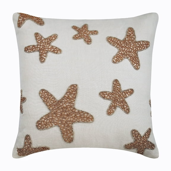 Pillow Case Custom, Pillowcases, Pillow Covers 24x24 inch (60x60 cm) White, Cotton Throw Pillow Covers, Handmade Pillow Covers, Beach, Sea Creatures - Gold Starfish