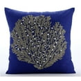 thumbnail image 1 of Pillow Case Custom, Royal Blue Pillow Shams, Beaded Sea Weeds Sea Creatures Ocean Beach Theme Pillow Shams, 24x24 inch (60x60 cm) Pillow Sham, Square Cotton Linen - Along The Shore, 1 of 3