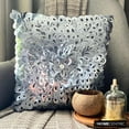 thumbnail image 1 of Pillow Case Custom, Silver Shams, 3D Textured Sequins Flower Glitter Floral Theme Pillow Shams, 24x24 inch (60x60 cm) Pillow Sham, Square Silk Pillow Shams, Modern - Metallic Floral, 1 of 10