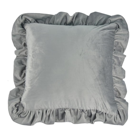 Pillow Case Decorative Square Ruffled Pillow Shams Plushie Velvet Wrinkle Resist