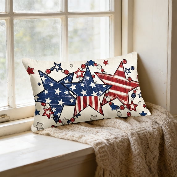 Pillow Case, Headrest Cover, 19.69x11.81 inch, Independence Day Themed Commemorative Print with Soft Cloth, for Sofa Ornament, Lounge Chair Decor, 4th of July Home Layout
