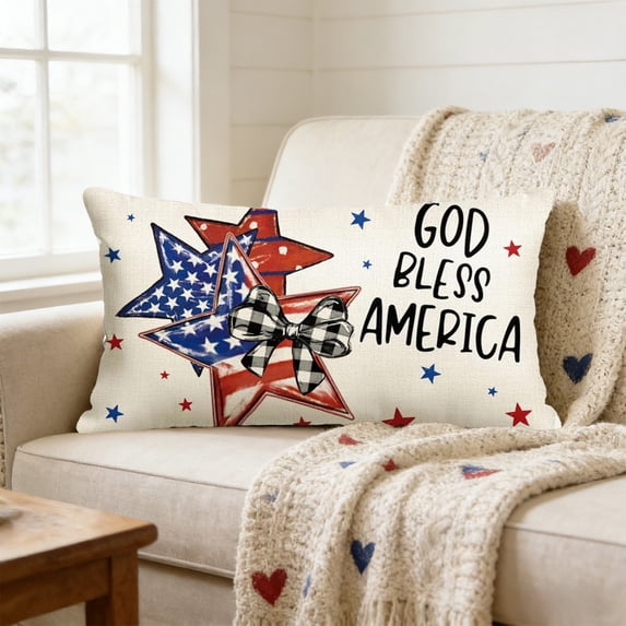 Qjidjing Pillow Case, Headrest Cover, 19.69x11.81 inch, Independence Day Themed Commemorative Print with Soft Cloth, for Sofa Ornament, Lounge Chair Decor, 4th of July Home Layout