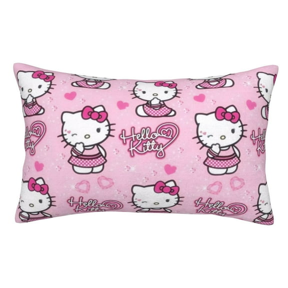 Pillow Case Hello Kitty Pillowcase With Zipper Cute Cushion Cover Cartoon Back Cushion Sets Soft Beddings Home Decor Wedding Gifts For Girls Boys Women 14"X20"
