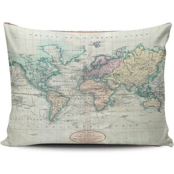 Pillow Case Map of The World Personalized Rectangle Pillowcases Unique Decorative Throw Pillow Covers Cases Boudoir