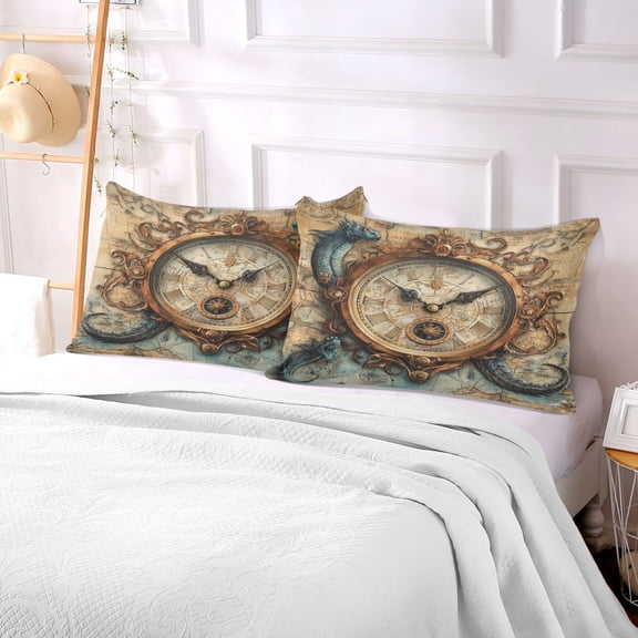 Pillow Case Plush Pillow Antique Clock Pattern Case standard size/King size/Queen size Bed Pillow Pillowcases