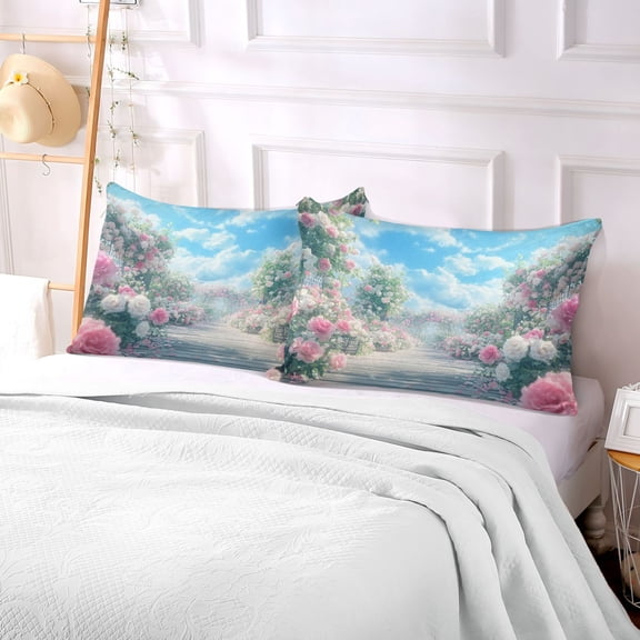 Pillow Case Plush Pillow Blooming Pink Rose Case standard size/King size/Queen size Bed Pillow Pillowcases