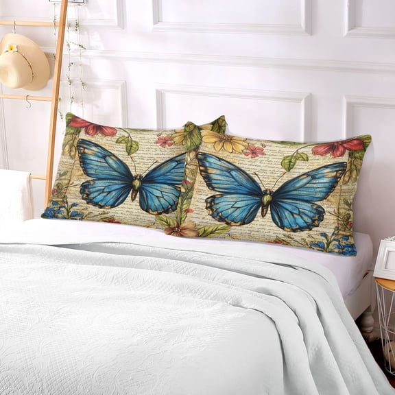Pillow Case Plush Pillow Blue Butterfly Pattern Case standard size/King size/Queen size Bed Pillow Pillowcases